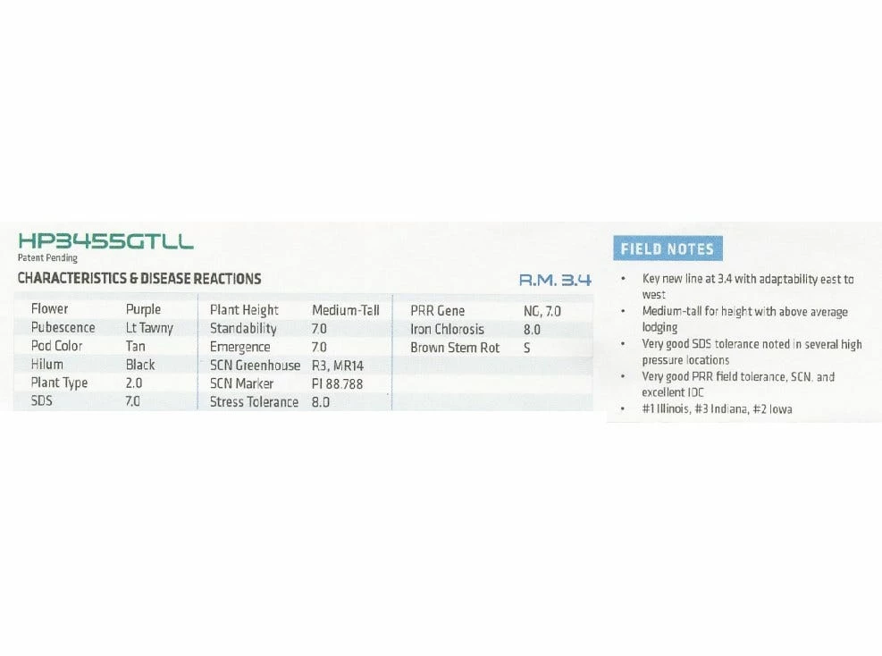 Brookhaven Soybean Seed - Variety 3.4 - HP3455GTLL1U 1 Unit Bag - Seed Soybeans 4 Brookhaven Soybean Seed - Variety 3.4 - HP3455GTLL1U 1 Unit Bag - Seed Soybeans - Image 2