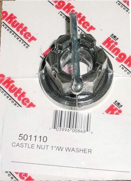 King Kutter 1inch Castle Nut With Washer and Cotter Pin 501110 - Parts & Repair 4 King Kutter 1inch Castle Nut With Washer and Cotter Pin 501110 - Parts & Repair - Image 2